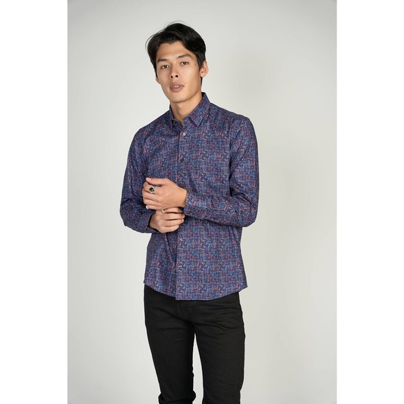 Luchiano Visconti FW22 LEO Square Pattern King Cotton Shirt - Picture 1 of 6